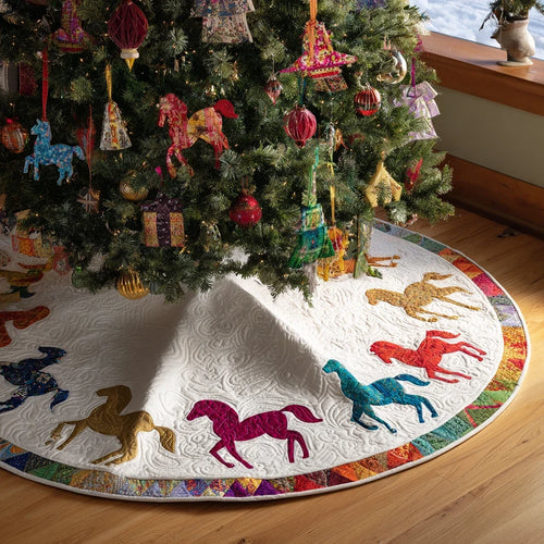 Horse Spirit Christmas Quilted Tree Skirt