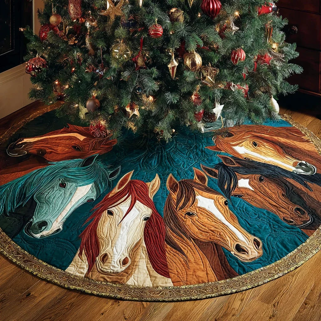 Horse Whisper Christmas Quilted Tree Skirt