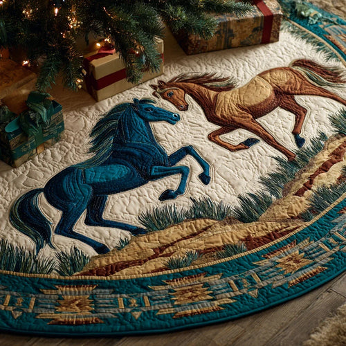 Horse Wonder Christmas Quilted Tree Skirt