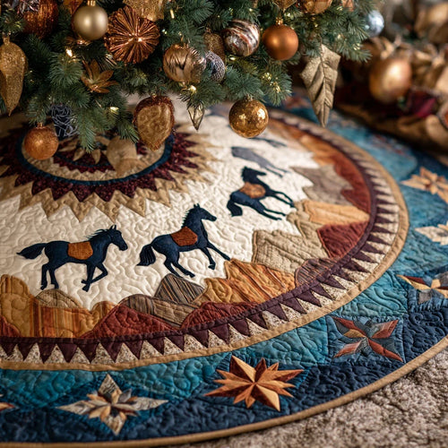 Horse Wonder Christmas Quilted Tree Skirt