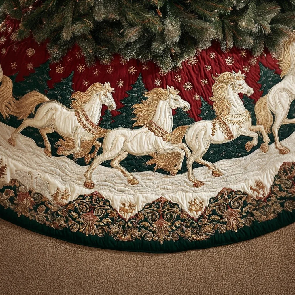 Horse Wonder Christmas Quilted Tree Skirt