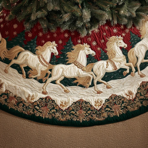 Horse Wonder Christmas Quilted Tree Skirt
