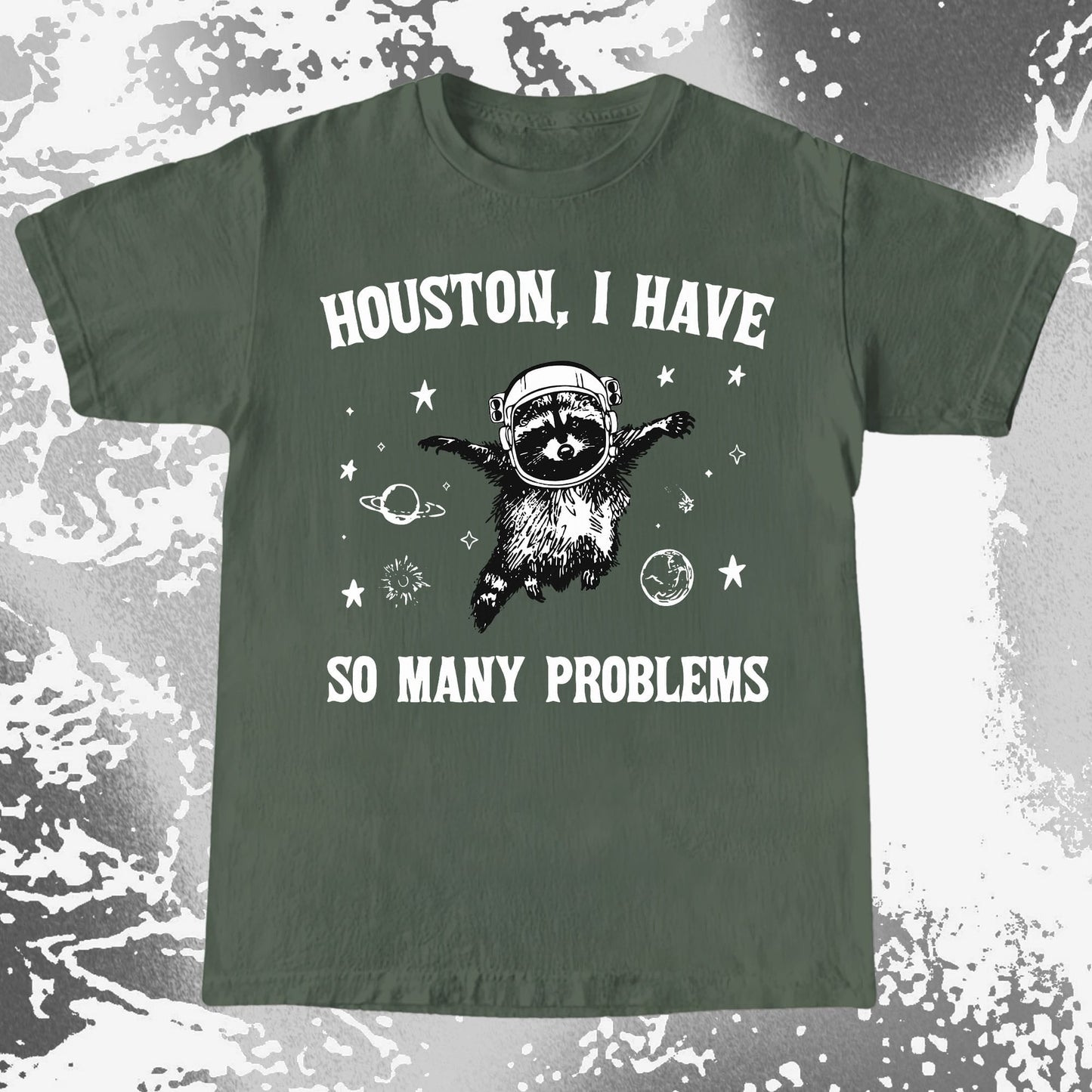 Houston I Have So Many Problems Raccoon Astronaut, funny meme tee gift (view 5)