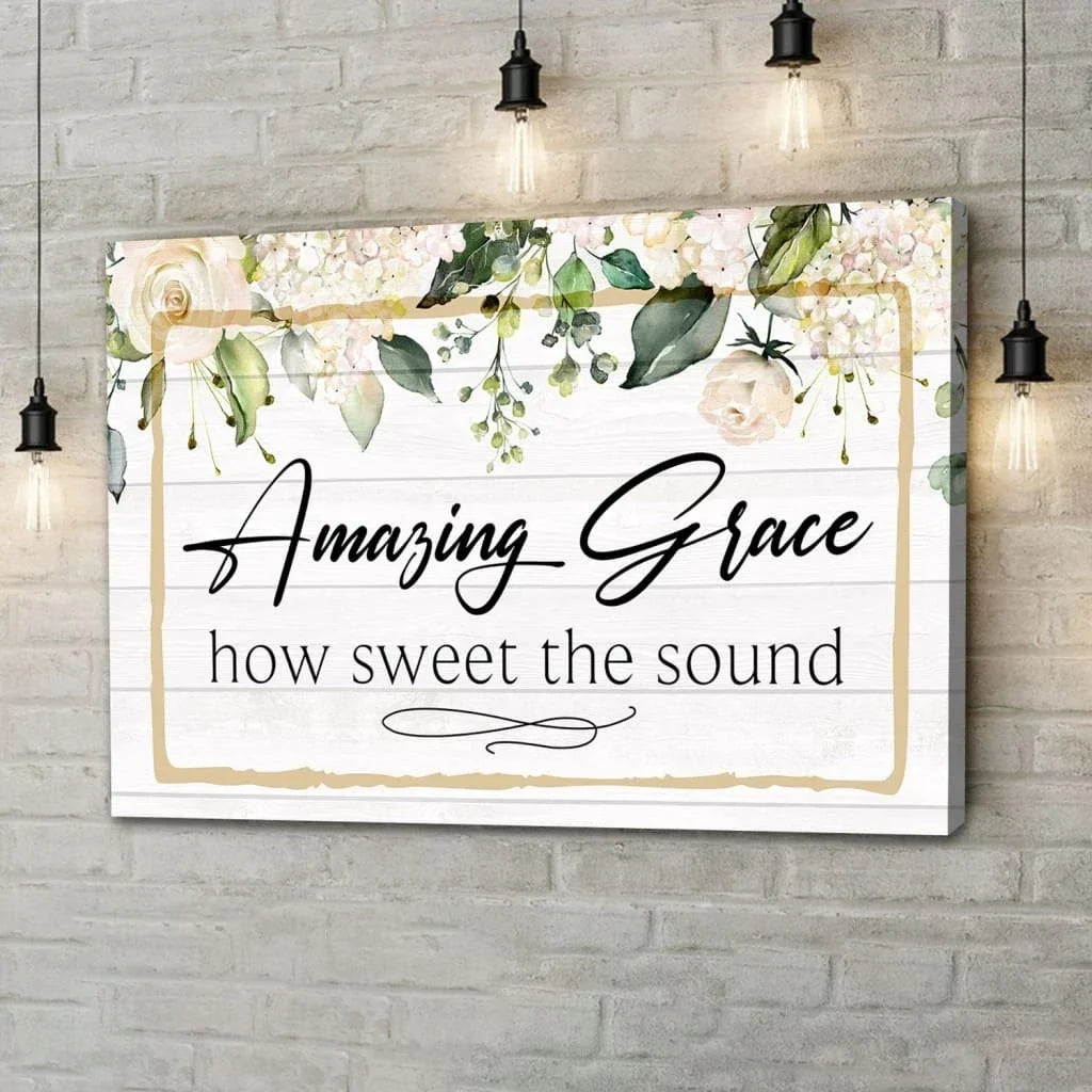 amazing grace how sweet the sound canvas wall art amazing grace wall decor (Landscape) (view 3)