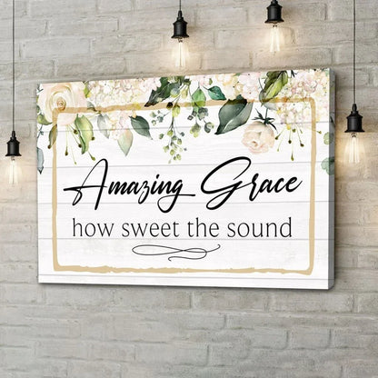 amazing grace how sweet the sound canvas wall art amazing grace wall decor (Landscape) (view 3)