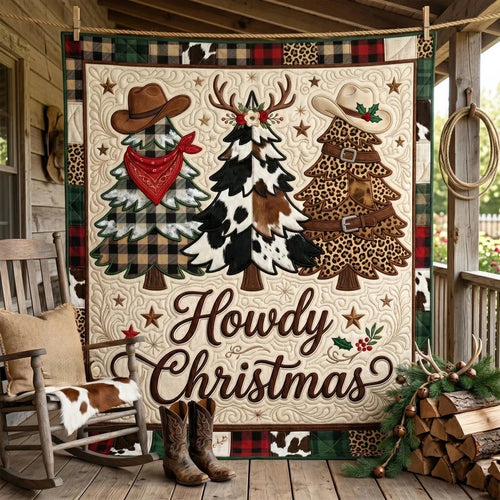 Howdy Christmas Western Tree Quilt Blanket