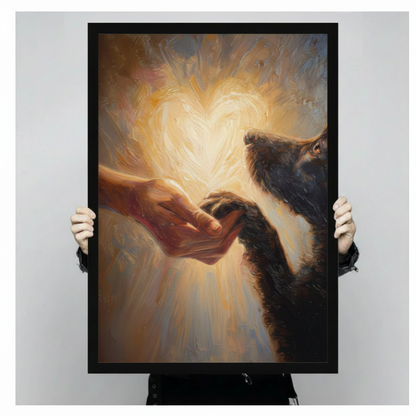Human Hand Cat Paw Golden Canvas Art Wall Art