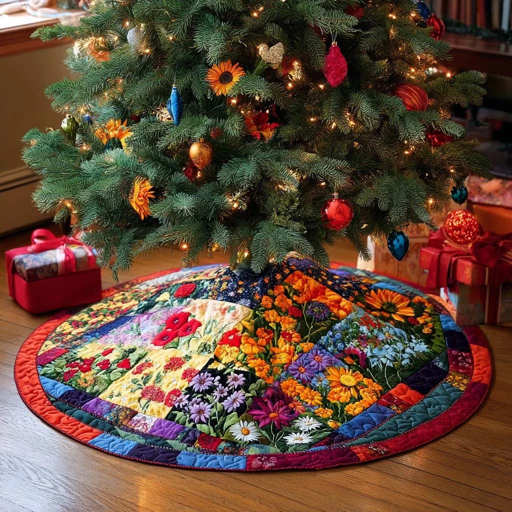 Humble Blooms Christmas Quilted Tree Skirt