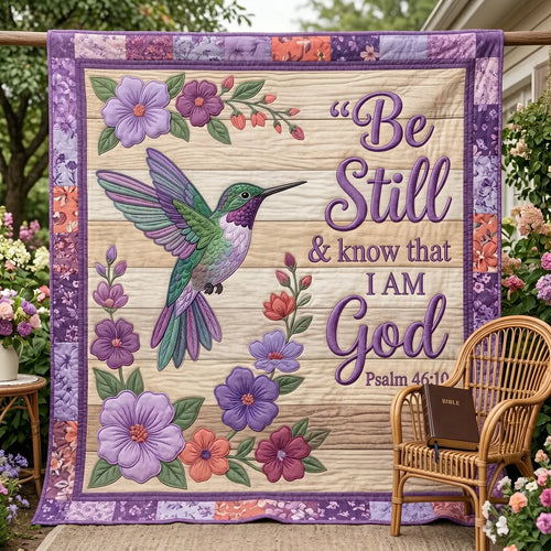 Hummingbird Be Still Quilt Blanket