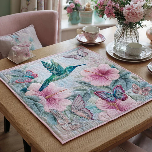 Hummingbird Bloom Quilted Table Topper