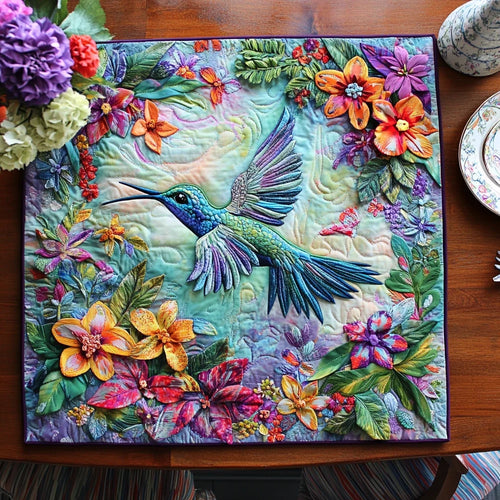 Hummingbird Charm Quilted Table Topper