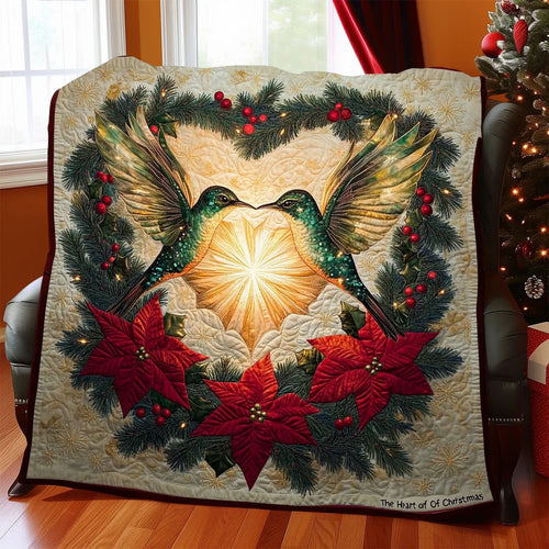 Hummingbird Christmas Bloom Quilt Blanket