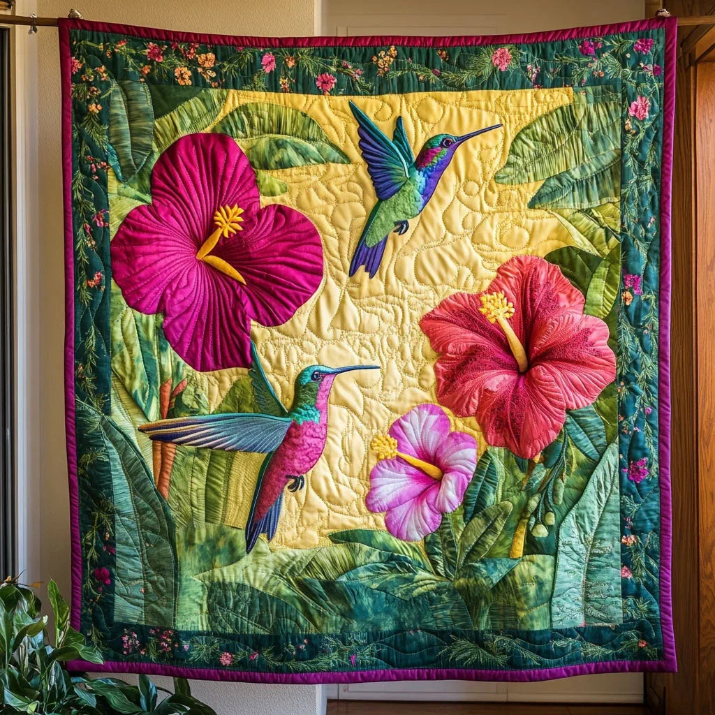 Hummingbird Flight Quilt Blanket