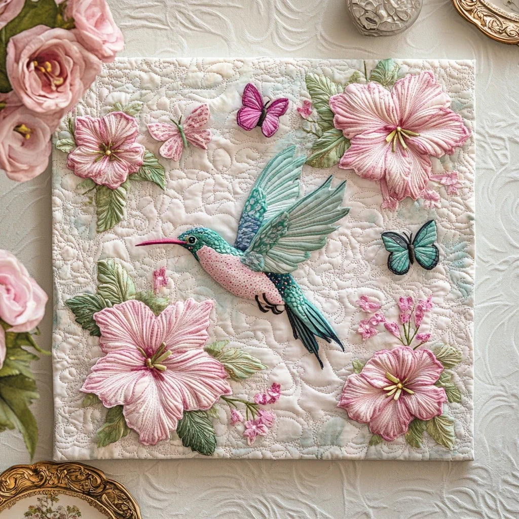 Hummingbird Flight Quilted Table Topper