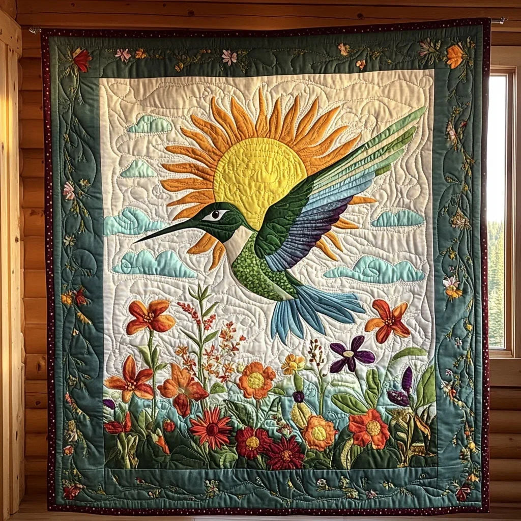 Hummingbird Garden Quilt Blanket