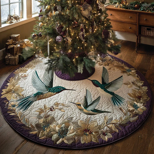Hummingbird Grace Christmas Quilted Tree Skirt