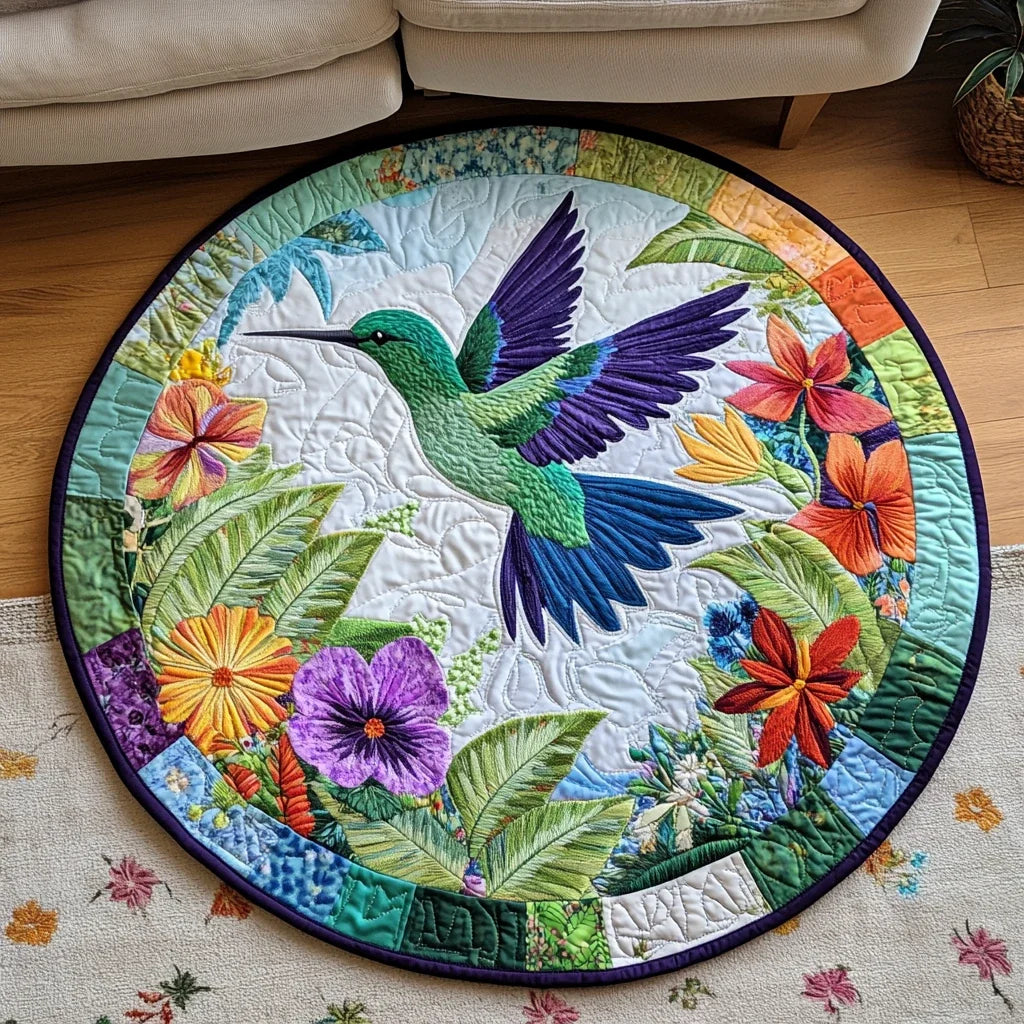 Hummingbird Harmony Quilted Round Mat
