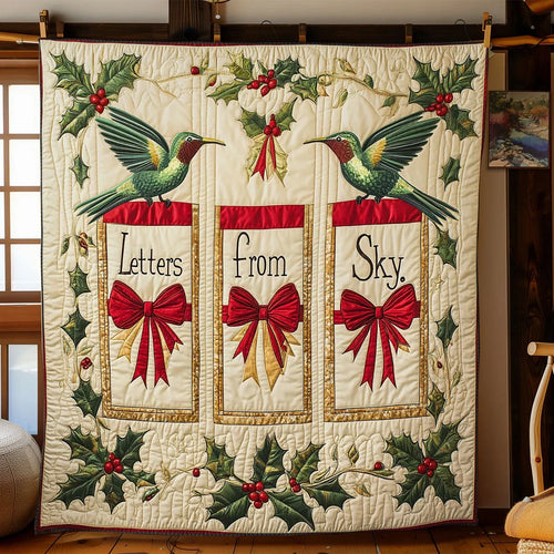 Hummingbird Holiday Letters Quilt Blanket