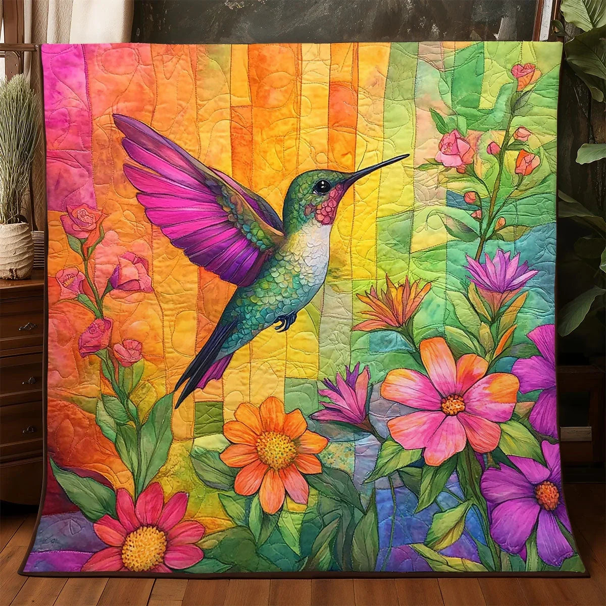 Hummingbird Horizon Quilt Blanket