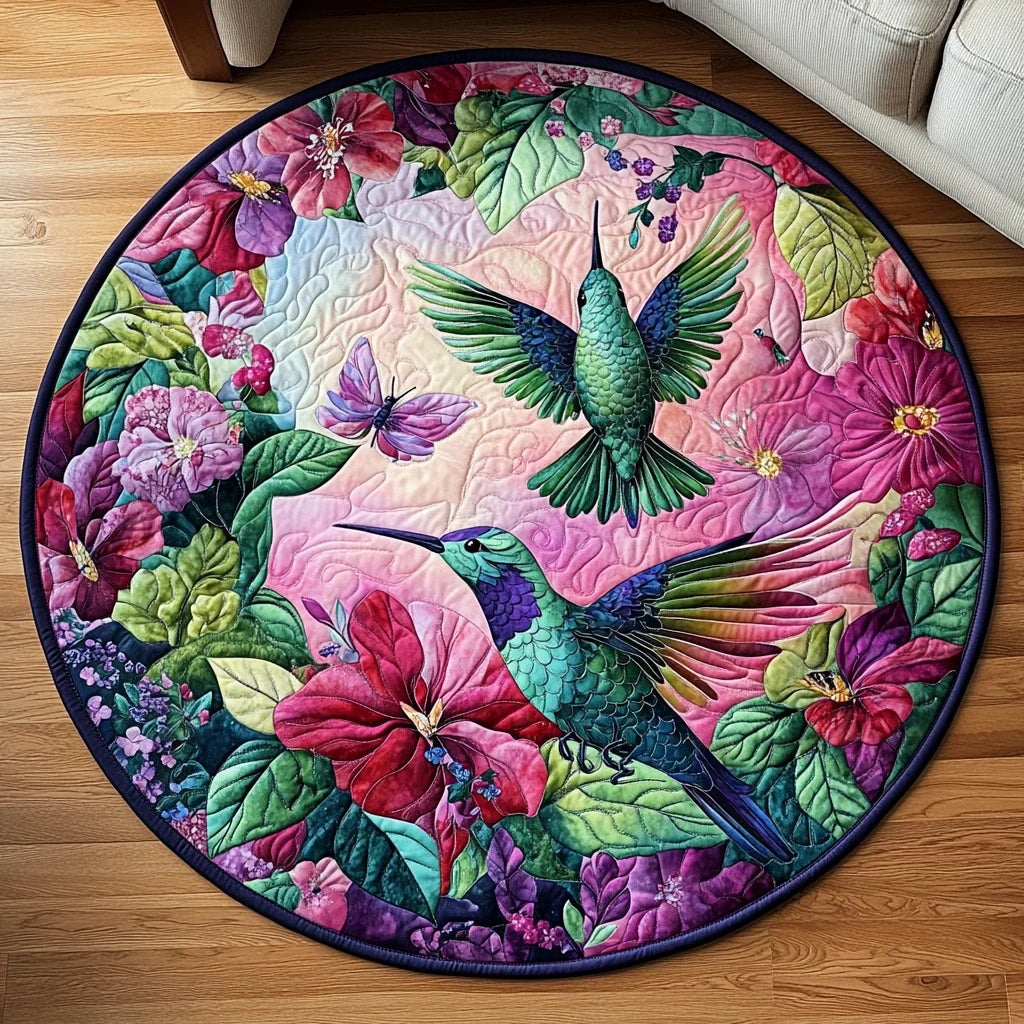 Hummingbird Nectar Garden Quilted Round Mat