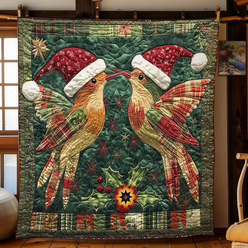 Hummingbird Noel Quilt Blanket