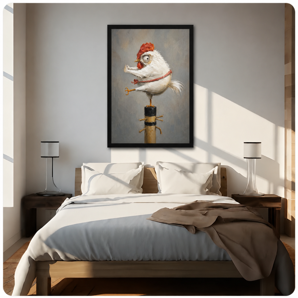Crazy Rooster Oil Painting Style Canvas Wall Art