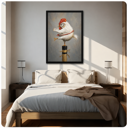 Crazy Rooster Oil Painting Style Canvas Wall Art
