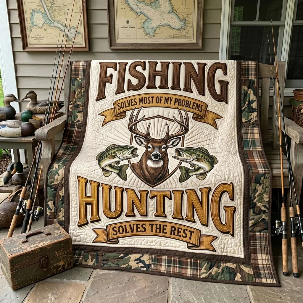 Hunt And Fish Therapy Quilt Blanket