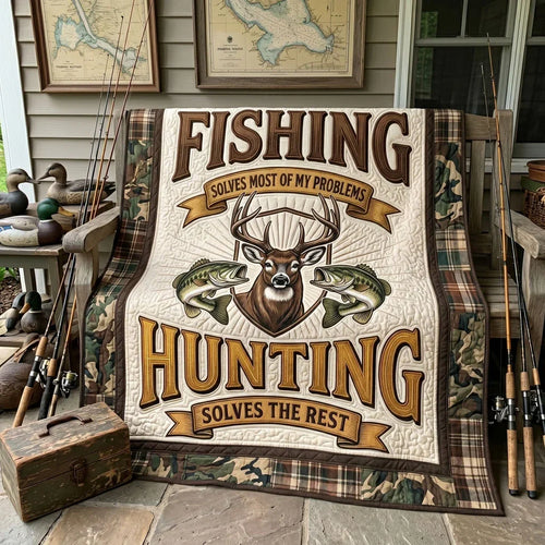 Hunt And Fish Therapy Quilt Blanket