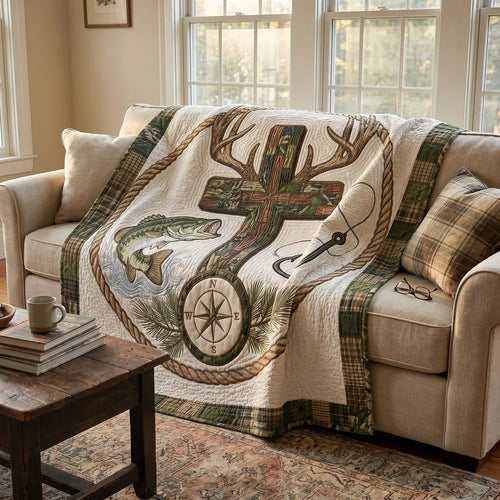 Hunter's Cross Compass Quilt Blanket