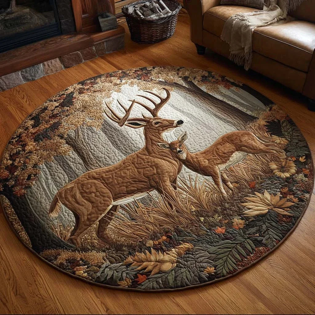Hunting Deer Quilted Round Mat