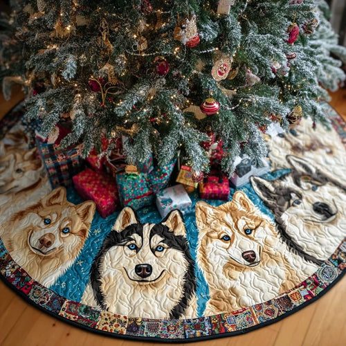 Husky Glow Christmas Quilted Tree Skirt