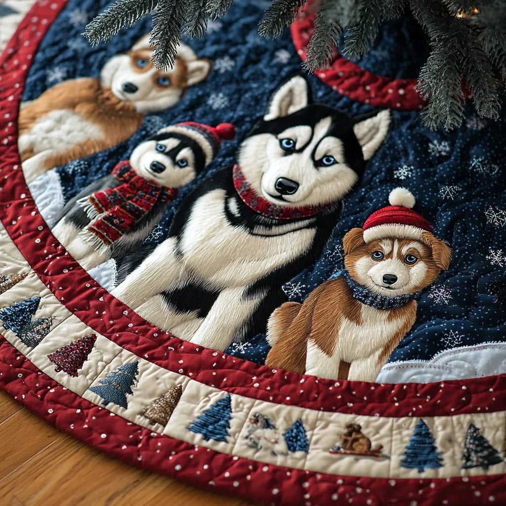 Husky Harmony Christmas Quilted Tree Skirt
