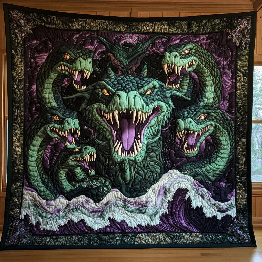 Hydra From The Wave Quilt Blanket