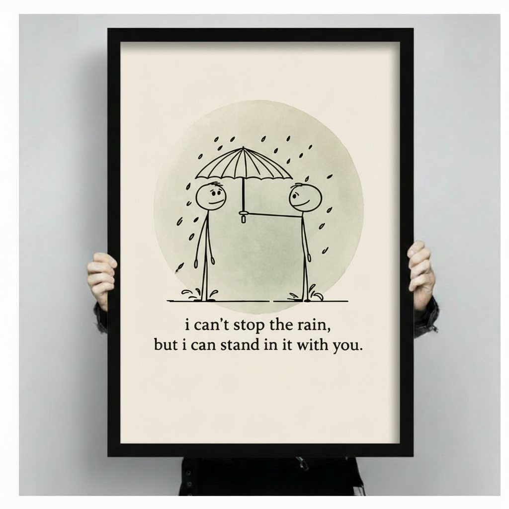 Minimalist Quote Canvas Art – Rain Together Wall Art