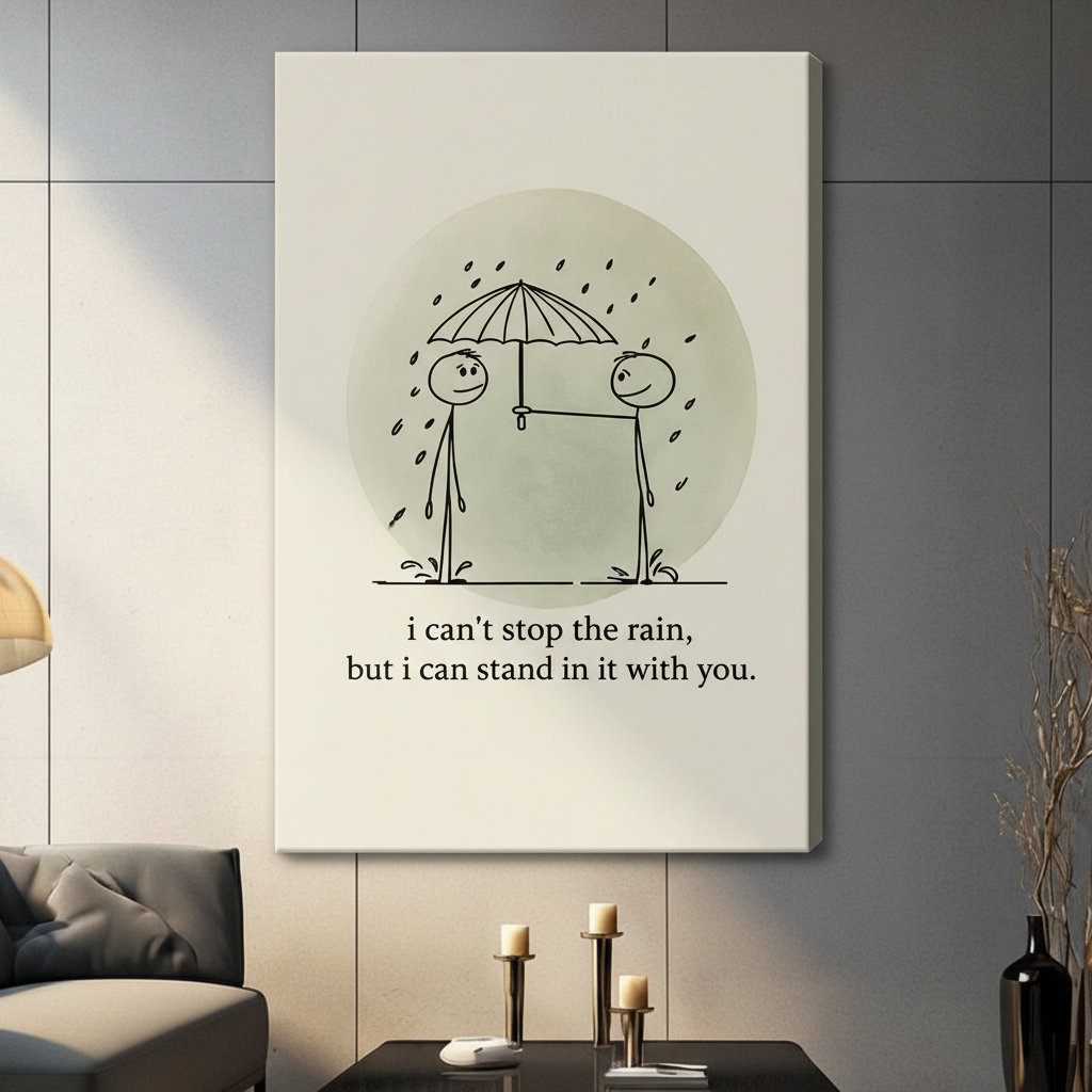Minimalist Quote Canvas Art – Rain Together Wall Art