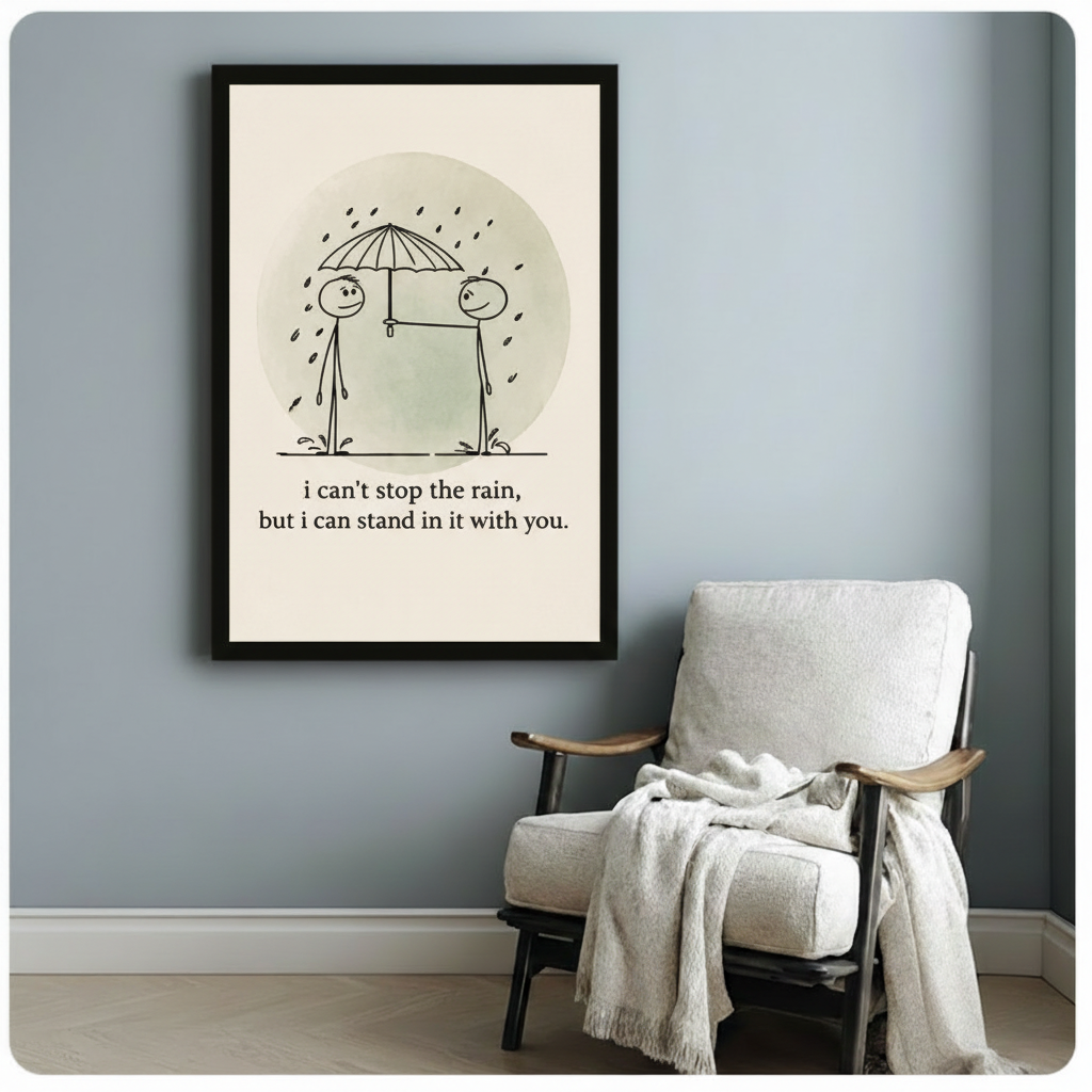 Minimalist Quote Canvas Art – Rain Together Wall Art