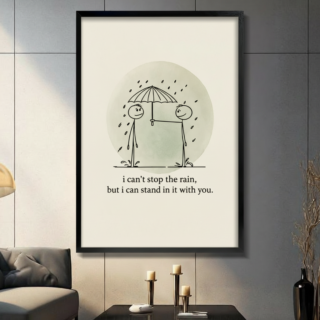 Minimalist Quote Canvas Art – Rain Together Wall Art
