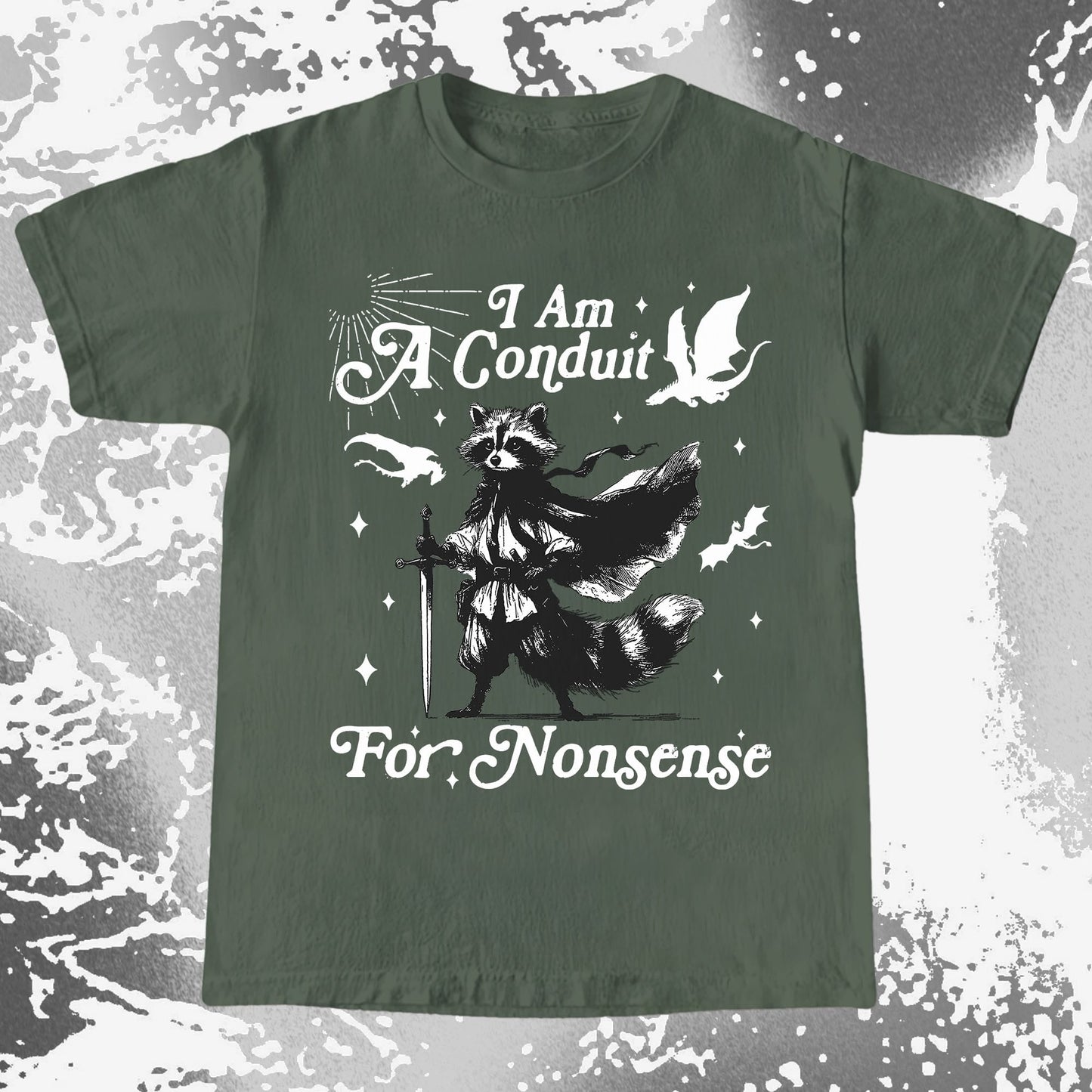 I Am A Conduit For Nonsense Raccoon Wizard Shirt, funny meme tee gift (view 5)