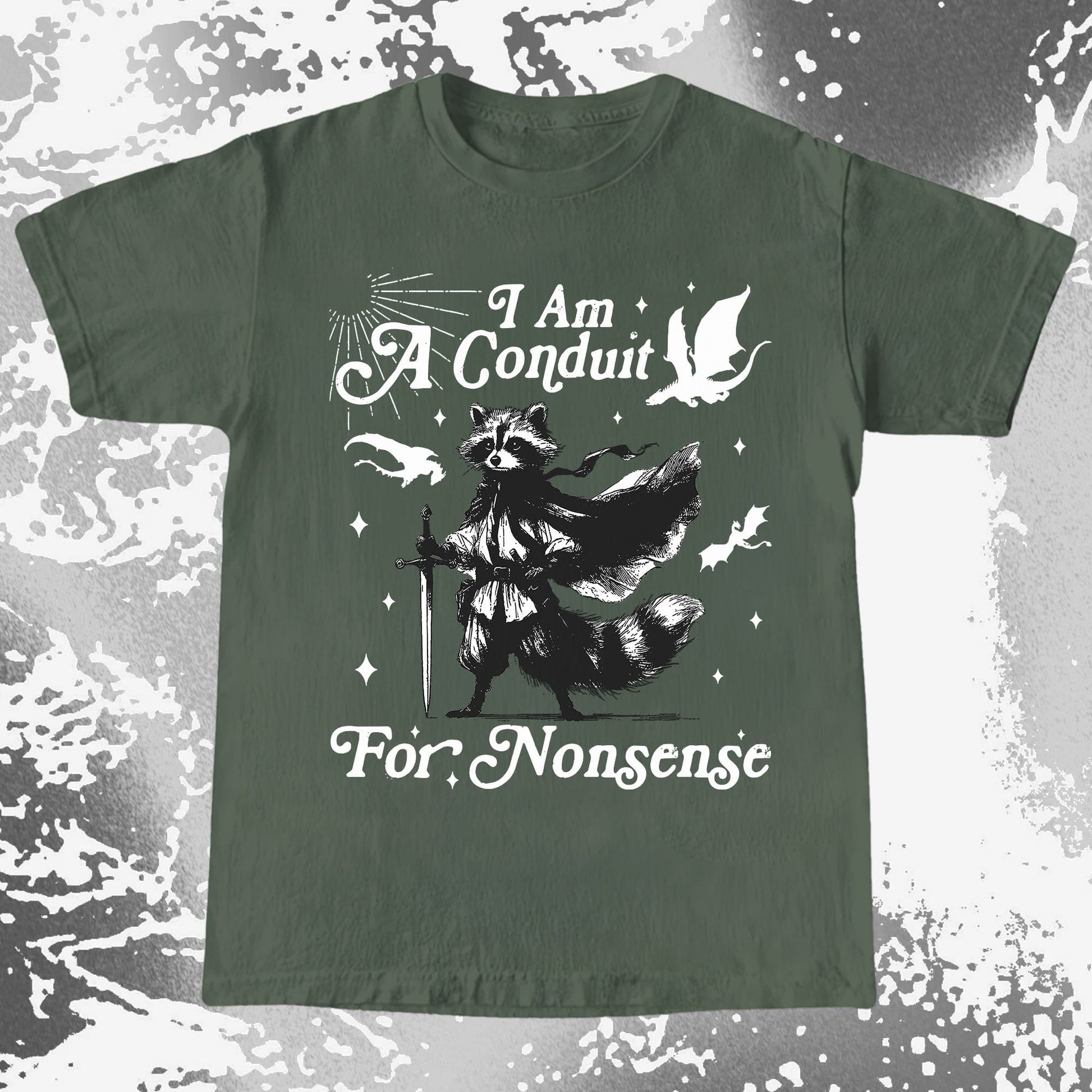 I Am A Conduit For Nonsense Raccoon Wizard Shirt, funny meme tee gift (view 5)