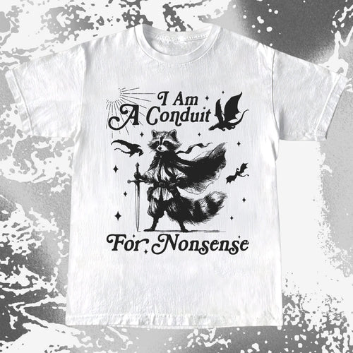 I Am A Conduit For Nonsense Raccoon Wizard Shirt, funny meme tee gift