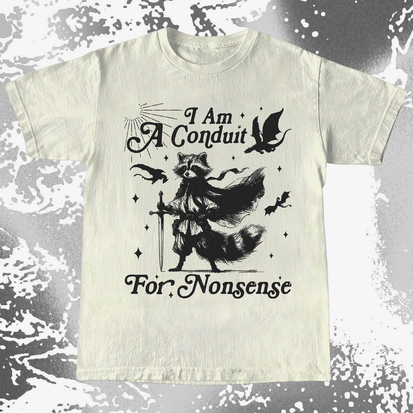 I Am A Conduit For Nonsense Raccoon Wizard Shirt, funny meme tee gift (view 4)