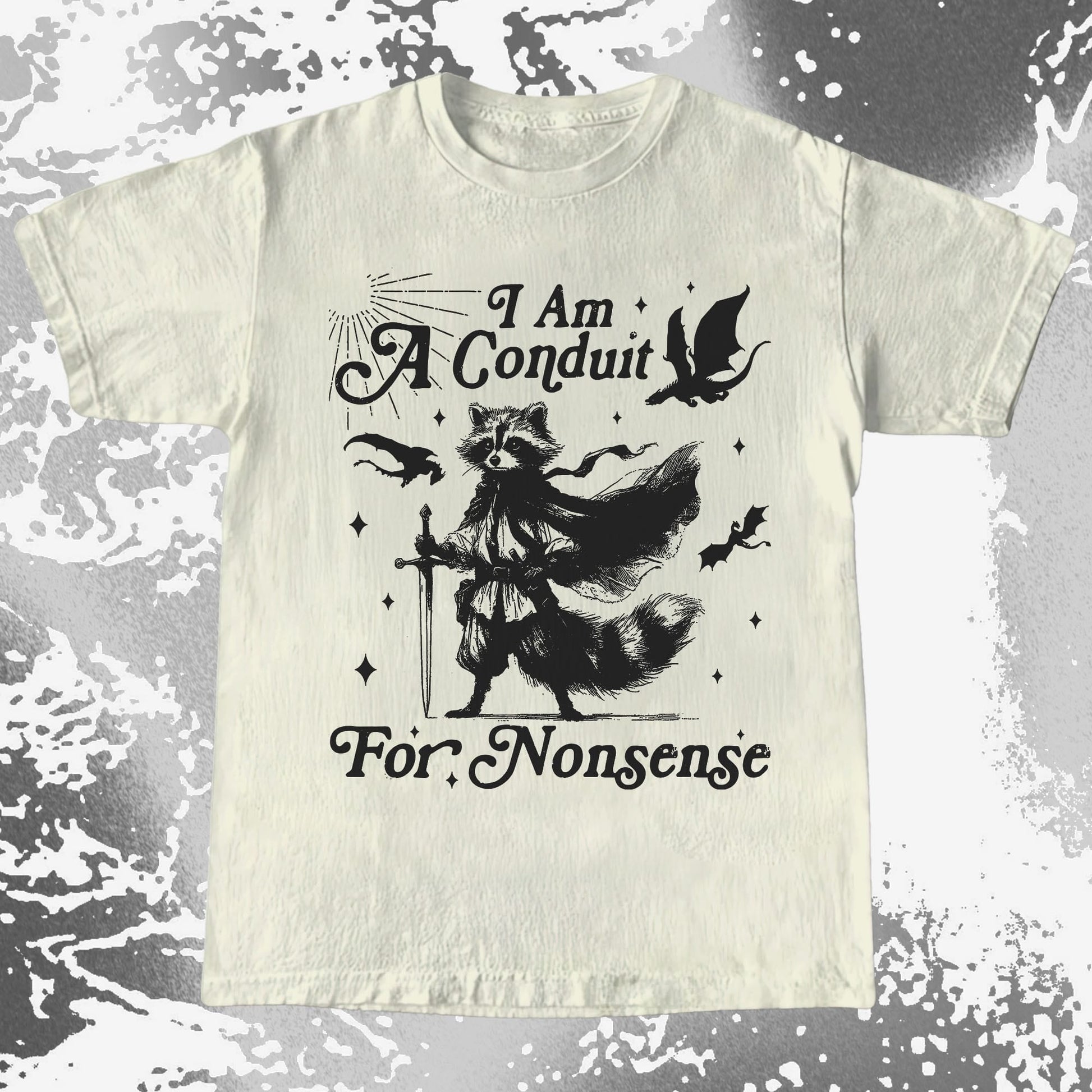 I Am A Conduit For Nonsense Raccoon Wizard Shirt, funny meme tee gift (view 4)