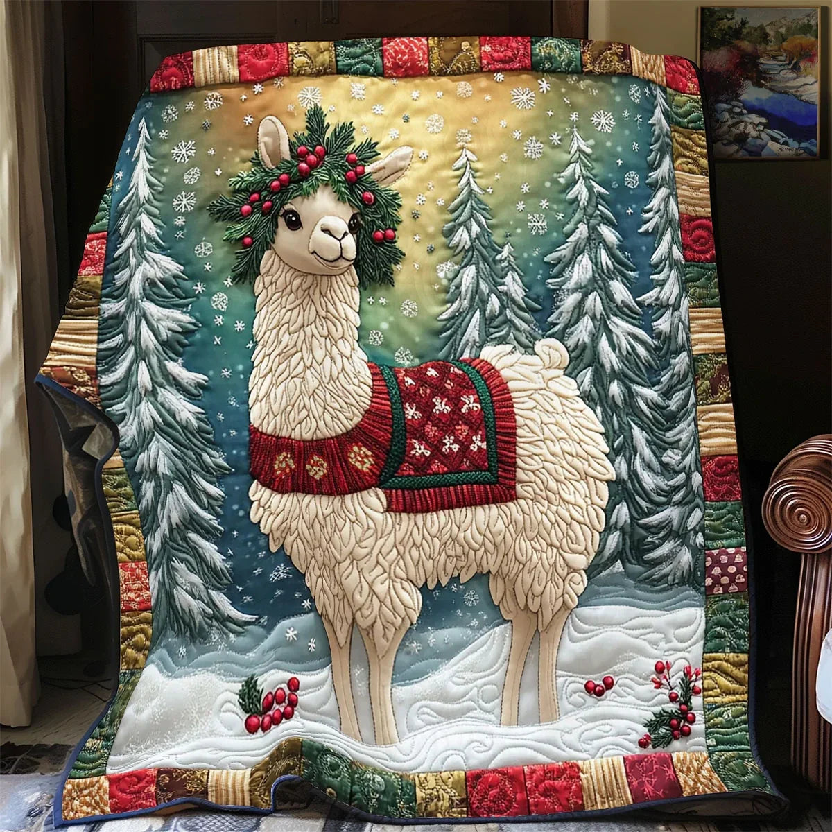 Icy Llama Quilt Blanket