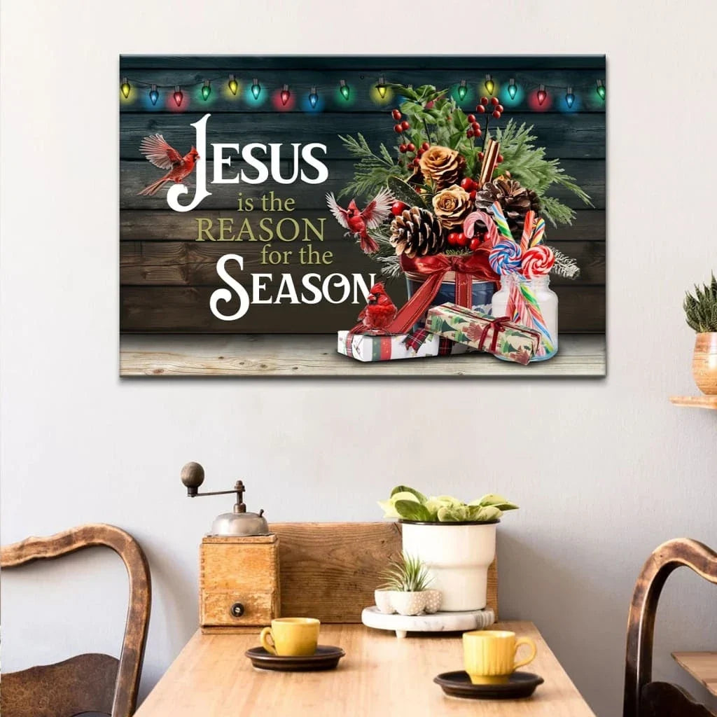 jesus is the reason for the season christmas wall art canvas (Landscape) (view 3)
