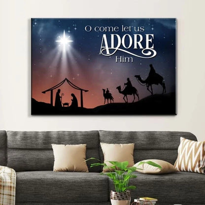 o come let us adore him three wise men christmas wall art canvas (Landscape) (view 4)