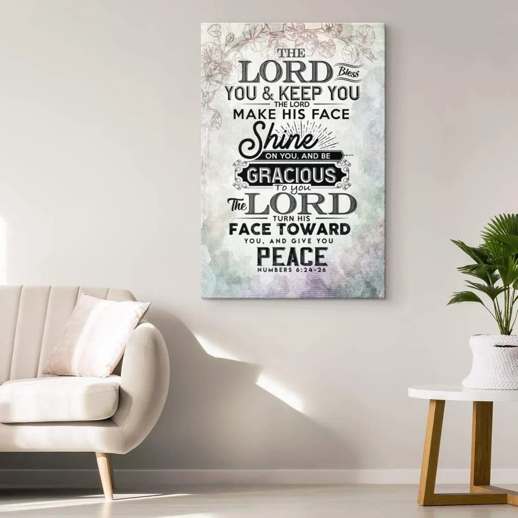 bible verse wall art numbers 6 24 26 the lord bless you and keep you canvas print (Landscape) (view 5)