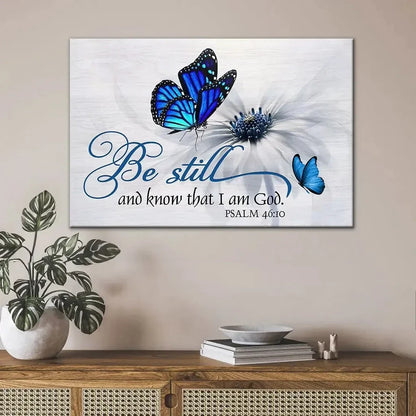 butterfly flower be still and know that i am god psalm 46 10 wall art canvas (Landscape) (view 5)