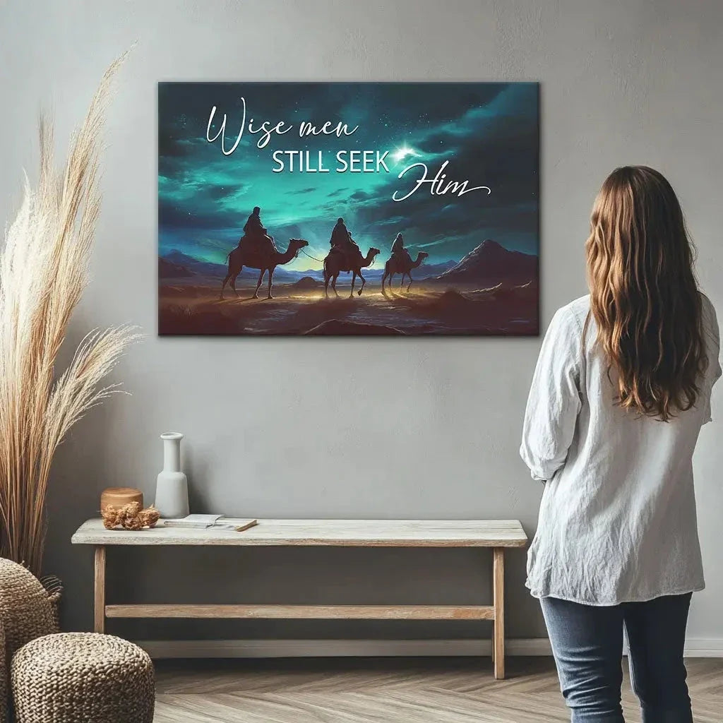 wise men still seek him christmas wall art canvas (Landscape) (view 2)