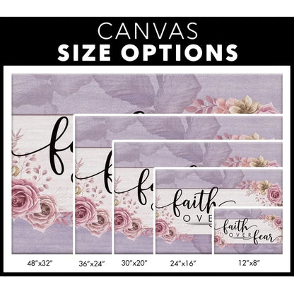 christian wall art faith over fear floral wall art canvas print (Landscape) (view 3)
